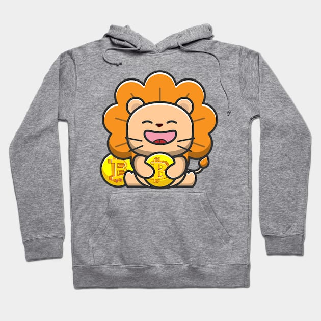 lion huging bitcoin Hoodie by fflat hds